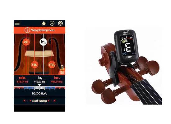 violin tuning with pegs-mobile app tuners